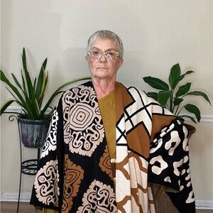 Longsleeve Poncho | Black Tan White | Made In Italy | Size: S to 2XL